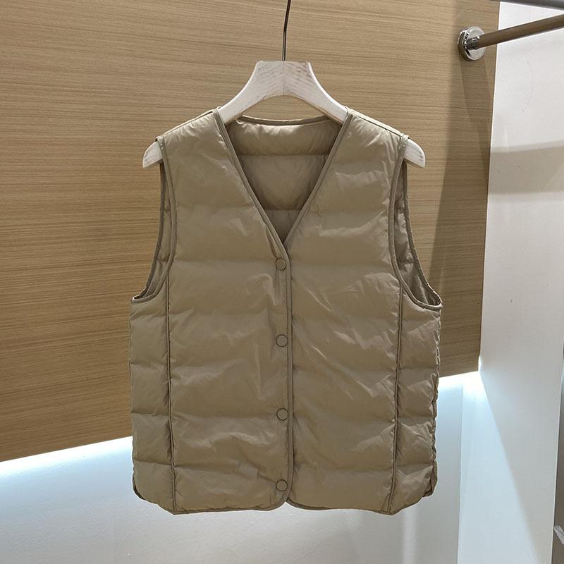 White Duck Down Jacket Liner Women's New V-neck Light and Thin Vest Stacked Inside with Bottom Down High-end Vest