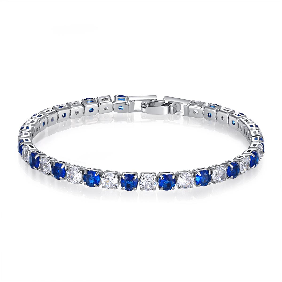 

Hot Popular S925 Sterling Silver Charms 4MM Colored Crystal Bracelets for Women Fashion Jewelry Party Wedding Engagement Gifts 18cm