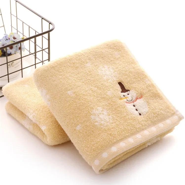 Christmas Hand Face Towel  for Kids 100% Cotton Snowman Washing Cloth  Home Towels Bathroom New Year Xmas Gift