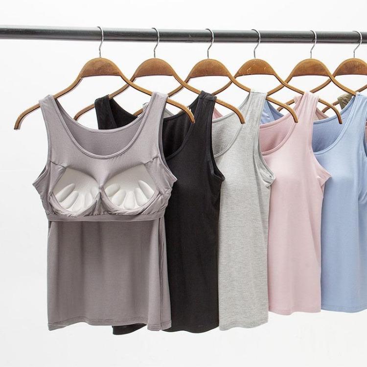 Sommer Damen Modal Camisole Dessous Top Große Größe Mehrere Farben Breite Schulterträger Fünf-Finger-Cup Brustpolster