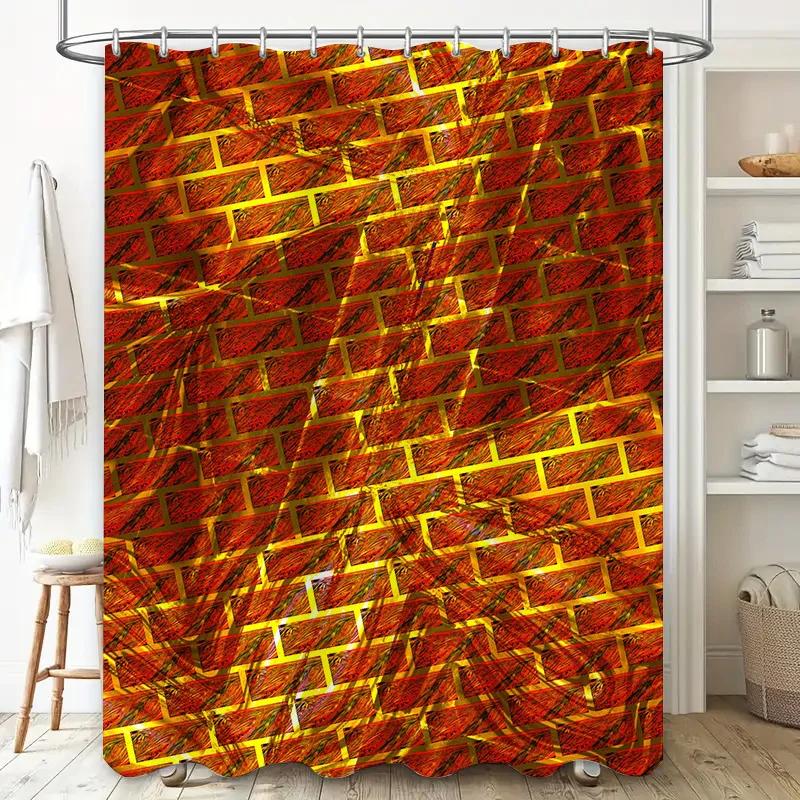 

Luxury Marble Print Shower Curtain Gold Beige Shimmering Pattern Bath Decor Waterproof Fabric W60H190(CM)-1 Pcs