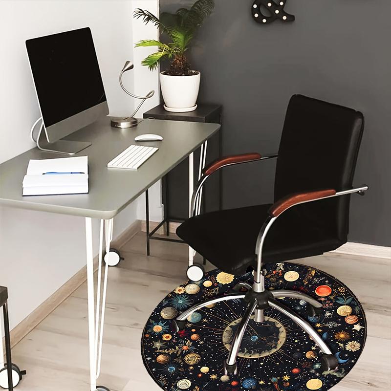 

1pc Office Carpet Chair Mats A Cosmic Tapestry of Stars, Planets, and Flowers Perfect for Decorating Office Chairs, Living Rooms, Or Bedrooms.YDT079 80cm by 80cm