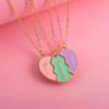 A Girl 3Pcs/set Heart-shaped Stitching Letter Best Friend Necklace BFF Friendship Jewelry Gifts for Girls
