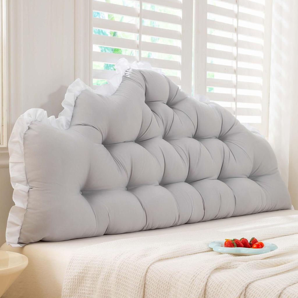 Removable & Washable Anti-Collision Bed Backrest Cushion with Ties - Large, Soft Support for Headboards