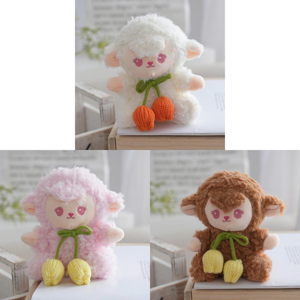 Sheep Plush Keychain With Tulip Flower Design For Gift And Bag Decoration