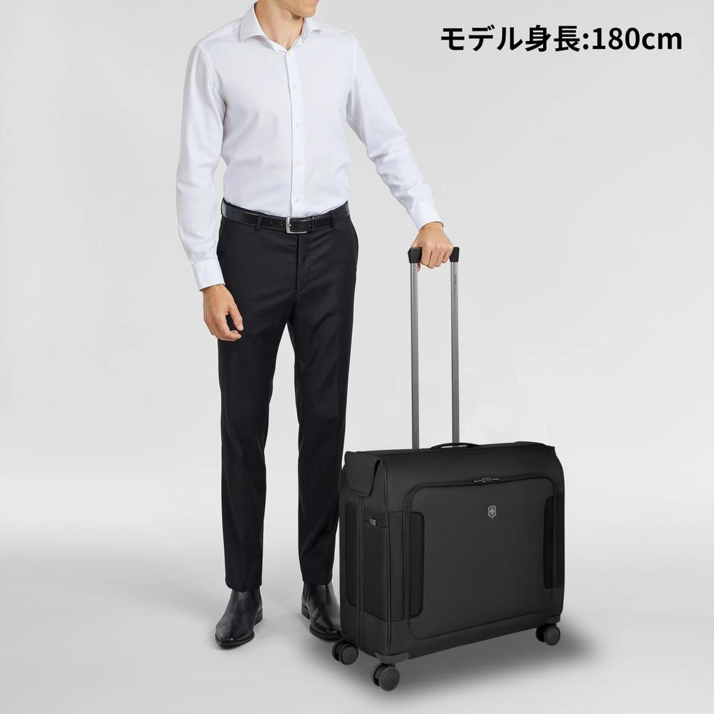 Victorinox Werks Traveler Torba na kółkach na ubrania z paskiem do mocowania TSA ID Odpinana przegroda na garnitur Antybakteryjna Duża Idealna na podróże służbowe i Czarna 7.0 Torba, 84L,