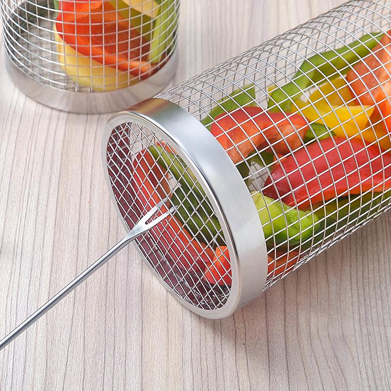 Portable Stainless Steel Rotating Barbecue Cage and Grill Net
