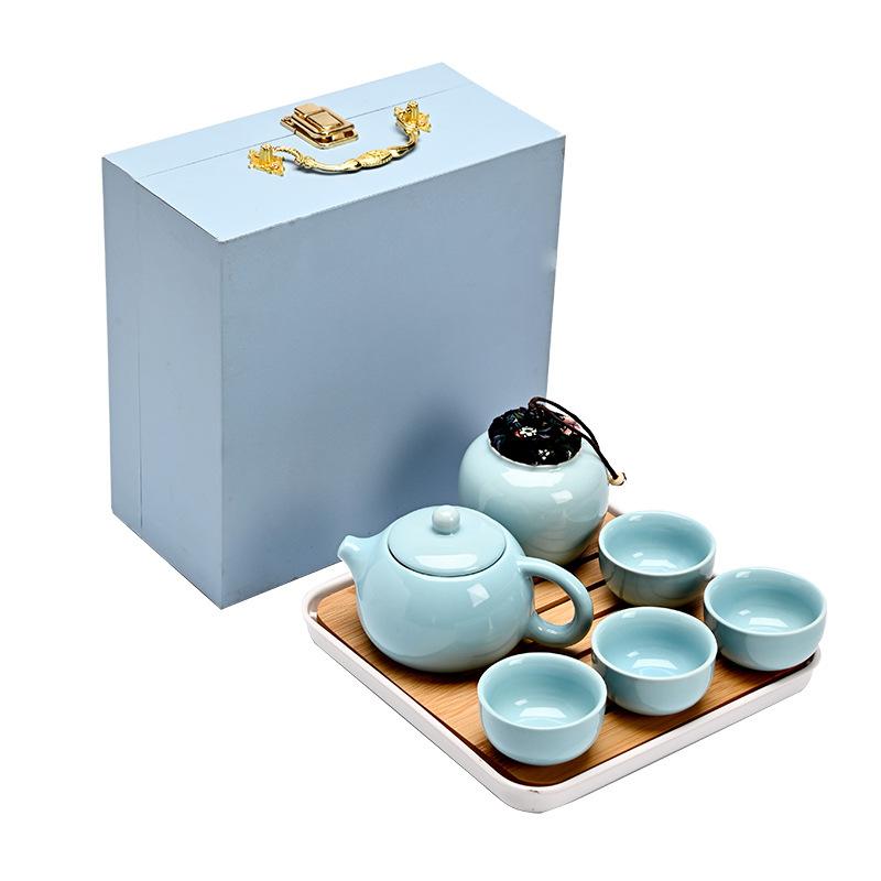 Zestaw do herbaty z czajniczkiem Xishi z tacą na herbatę w pudełku prezentowym Zestaw Kung Fu z wysokiej jakości ceramicznym czajniczkiem prezenty