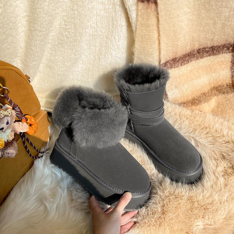 Women's large size soft sole two wear heightening warm fur one winter non-slip wear-resistant snow boots plush lining outdoor sports cotton boots