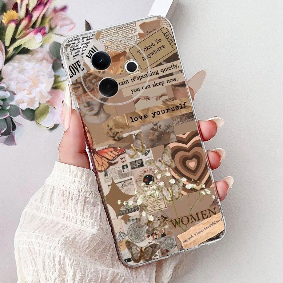 For Vivo Y39 5G Y300i 5G / Vivo V2436 V2444A Back Cover Girly Fashion Flower Butterfly Painting Case Soft Clear Silicone Funda