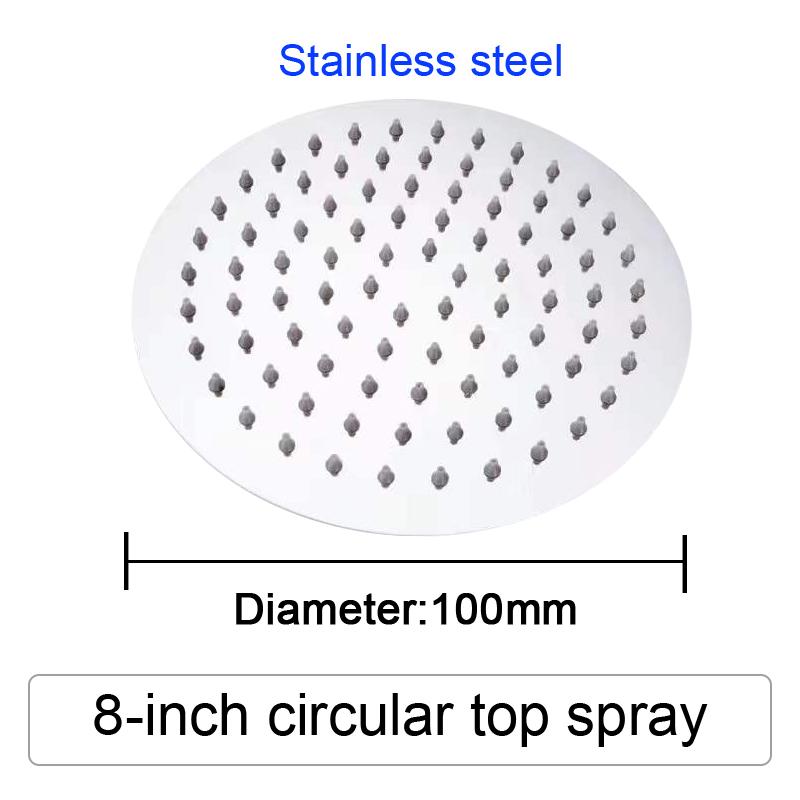 Pressurized Rain Shower Head Stainless Steel Square Round Large Water Outlet 4/6/8/10/12 Inch Options Available for Enhanced Bat