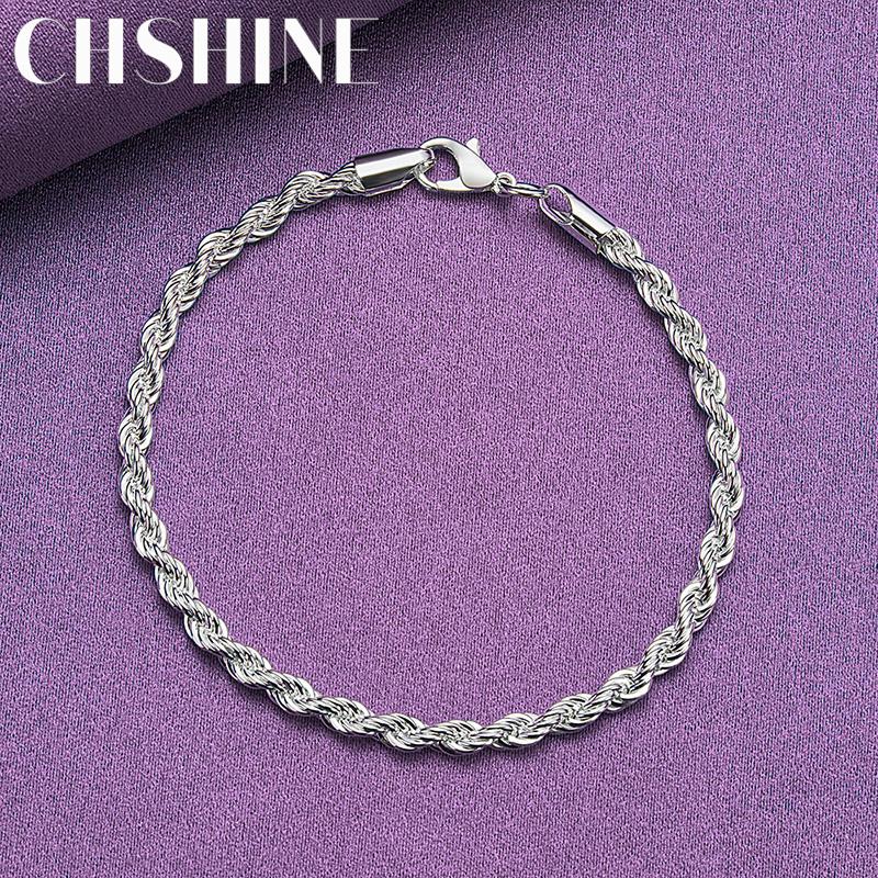 

CHSHINE 925 Sterling Silver Fried Dough Twists Chain Bracelet For Women Fashion Charm Jewelry 20CM 8inches