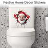 Festive Store Atmosphere Decor Christmas Toilet Sticker, Funny Santa Claus Lid Tank 3D Hole Effect Wall Art Self-Adhesive Waterproof PVC Decal