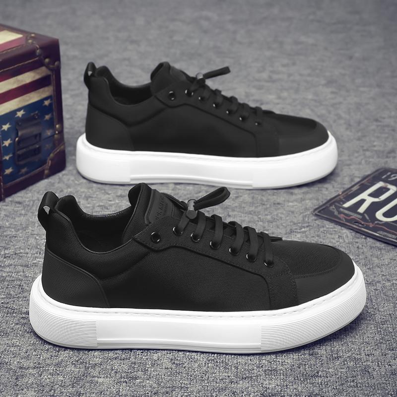 Autumn new pure black casual canvas board shoes lightweight soft-soled trendy shoes