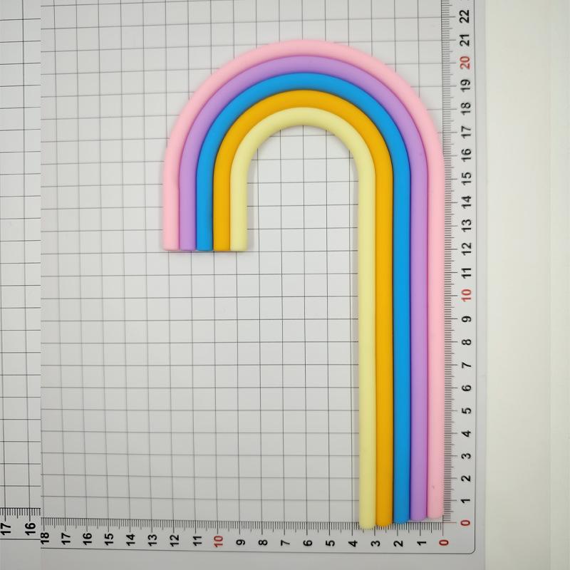 Versatile Rainbow Arch Cake Topper: Colorful Cartoon Forest Style Red Pink Rubber Ornament