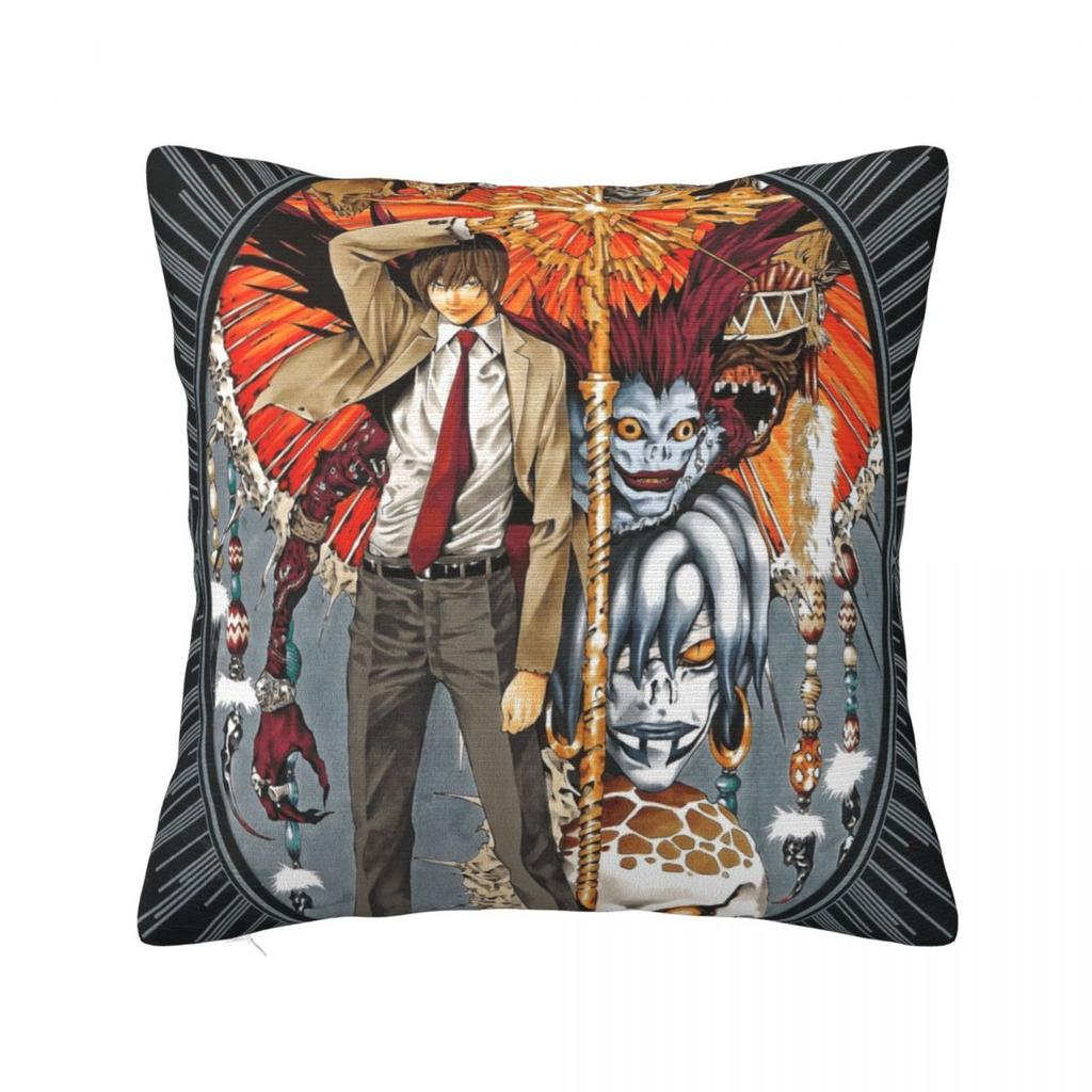 Death Note Manga Square Pillow Cases Anime Light Yagami Cushion Covers Zippered Decorative Pillowcase for Living Room 45x45cm