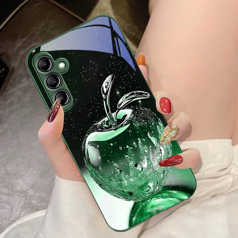 Transparent Crystal Apple For Samsung Galaxy A14 4G 20 30 52 20S 21S 22 32 33 34 42 50 51 53 54 70 71 72 73 5G Glass Phone Case