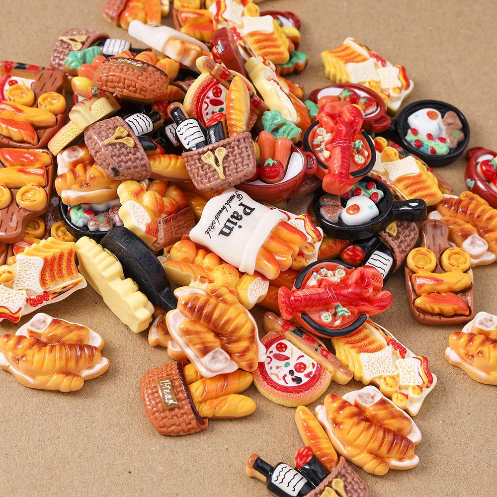 15pcs Mix Cute Resin Doughnut Bread Flatback Cabochon Scrapbooking for Girls DIY Hairpin Headband Embellishments Birthday Gifts