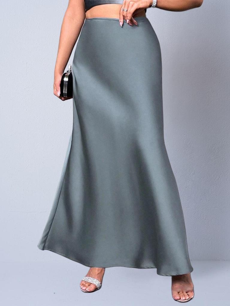 European & American Women's Imitation Silk Long Skirt, 2025 Spring/Autumn Collection