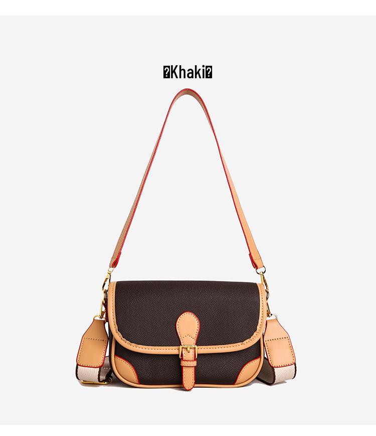 Women's Vintage Color Block Saddle Crossbody Bag - Large Capacity, Single Shoulder, Commuter Style 2025