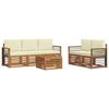 Outdoor Sofa Set 6 Pcs Natural and Cream Solid Acacia Wood