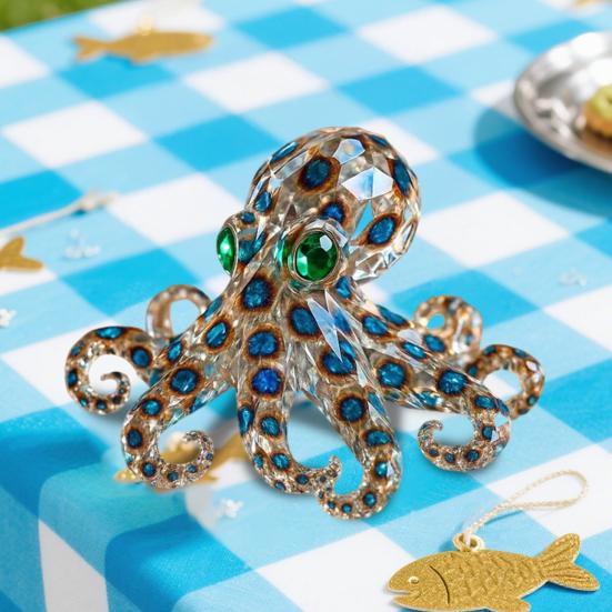 Blue-Ringed Octopus Figurine Animal Statue Realistic Looking Vivid Shape Octopus Resin Ornament Fish Tank Decoration