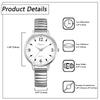 Waterproof Watch with Large Analog Numeric Stretchable Stainless Steel Quartz Fashion Watch Perfect for or as a Gift for Her Women's Display, Silver