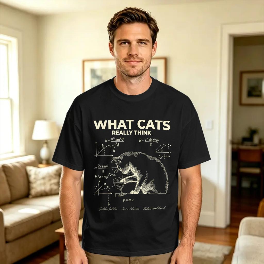 Science Cats Funny Scientist Pun Cat Lover Math Teacher Cotton Tshirt For Unisex Summer Y2k Funny Tshirts Fashion Tees Oversize