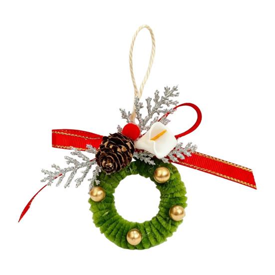 Süße saisonale Partygeschenke Handgefertigter Pfeifenreiniger Weihnachtsdekoration, Fertige Chenille-Stiele Kranz Bastelarbeiten Baumschmuck mit Tannenzapfen und