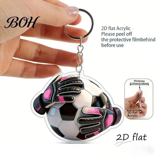 Soccer Fan Keychain Pendant, Football Goalkeeper Gloves Ball Design Key Chain, Glove Keyring Holder Realistic Sports Accessory for Fans Backpack