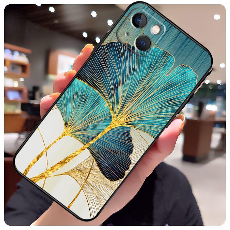 Luxury Ginkgo Leaf Case For iPhone 17 Pro Max 15 14 13 11 12 16 Pro Max mini 15 16 Plus 16e 17 Air Phone Cover