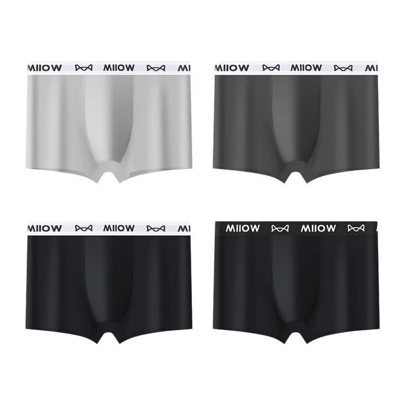 MiiOW Men's Pure Cotton Boxer Briefs 4-Pack