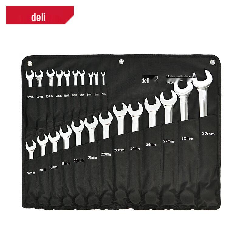 Deli 23-Piece Mirror Finish Combination Wrench Set