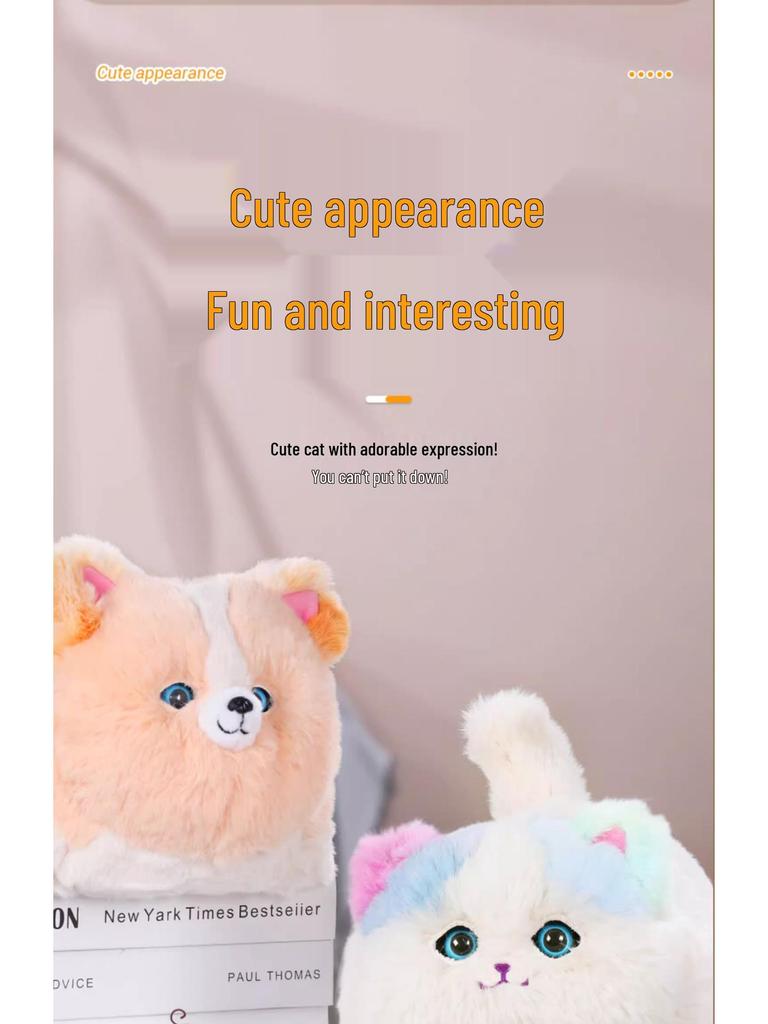 Quchao Hug Meow Simulated Cat Plush Toy with Talking, Blinking, and Tail Wagging Features for Kids