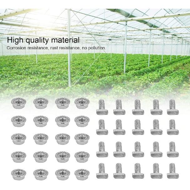 Zyyini Greenhouse Repair Parts, 20 Sets of 304 Stainless Steel Quick Assembly Screws, Nuts Screws Assortment Set, for Greenhouse