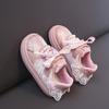 Girls' shoes Princess shoes Spring 2025 new lightweight soft-soled bow children's sports shoes Dexun shoes