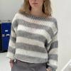 Beiläufige Gestrickte Gestreifte Pullover Frauen Lose Off Schulter Slash Neck Langarm Weibliche Pullover 2024 Herbst Dame Straße Jumper