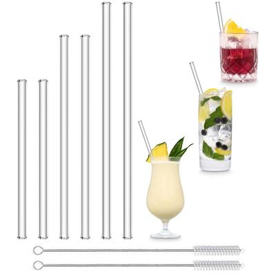 15/20/25cm sada skleněných brček na pití, průhledná dlouhá opakovaně použitelná skleněná brčka na koktejlové smoothie, barové příslušenství