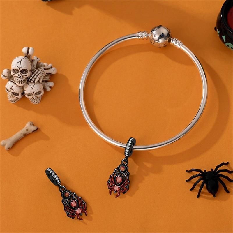 Copper Black Rose Spider Pendant Charms Jewellery Fit Original Bracelet Necklace For Women Diy Gift