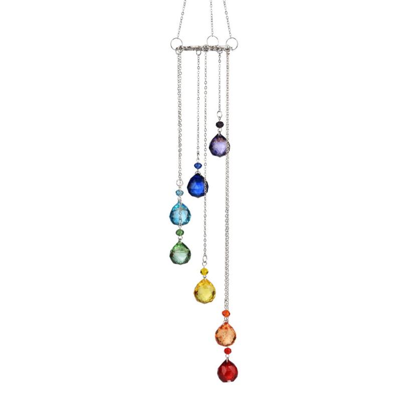 New Garden Decoration Pendant Lucky Tree Seven Colors AB Color Lighting Ball Sun Catcher Crystal Wind Chimes