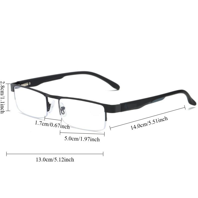 Fashion Half Frame Reading Glasses Men Women Square Metal Optical Eyeglasses Vintage Presbyopia Eyewear
