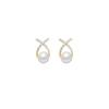 925 Silver Cross Diamond & Pearl Earrings - Trendy High-End French Retro Design for Women