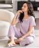 2026 Ultra-Soft Women's Summer Pajamas with Built-in Bra Pads, Short Sleeve & Long Pants, Fake Two-Piece Design