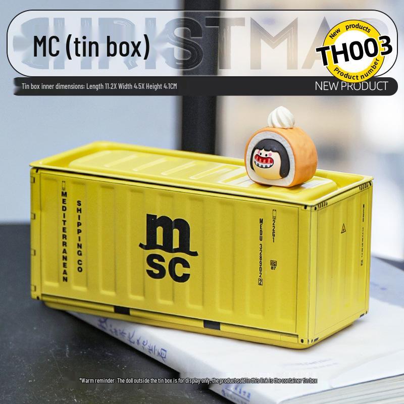 Miniature Tinplate Shipping Container Display Box for Figurines - Trendy Collectible Ornament & Storage Gift