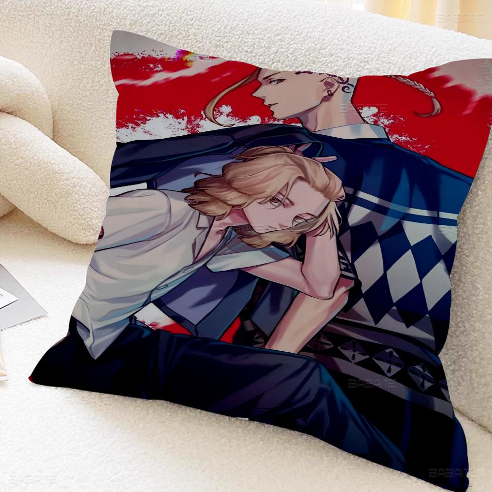 Anime Tokyo Reve Nger Pillow Covers Cartoon Sofa Decorative Home Double-sided Printing Short Plush Cute Cushion Cover