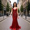 Red Luxurious Evening Gown for Socialite Banquets