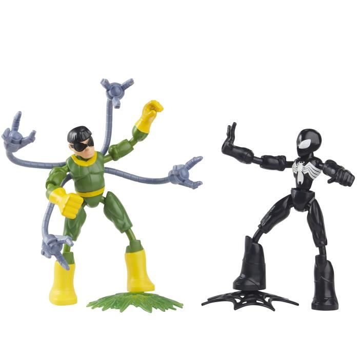 MARVEL SPIDER-MAN - Bend and Flex - Spider-Man En Costume Noir Vs Doc Ock Figurines Flexibles De 15 Cm - Pour Enfants