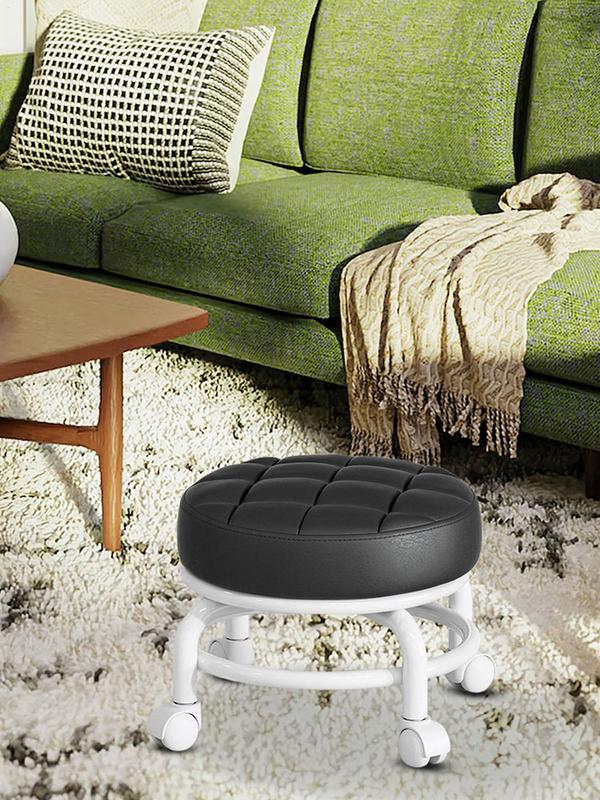360° drehbarer Kinder-Seilzug-Hocker, niedriger Hocker, runder drehbarer Hocker, Drehhocker, Haushalts-kleiner runder Hocker, rollender Leder-Rundsitz