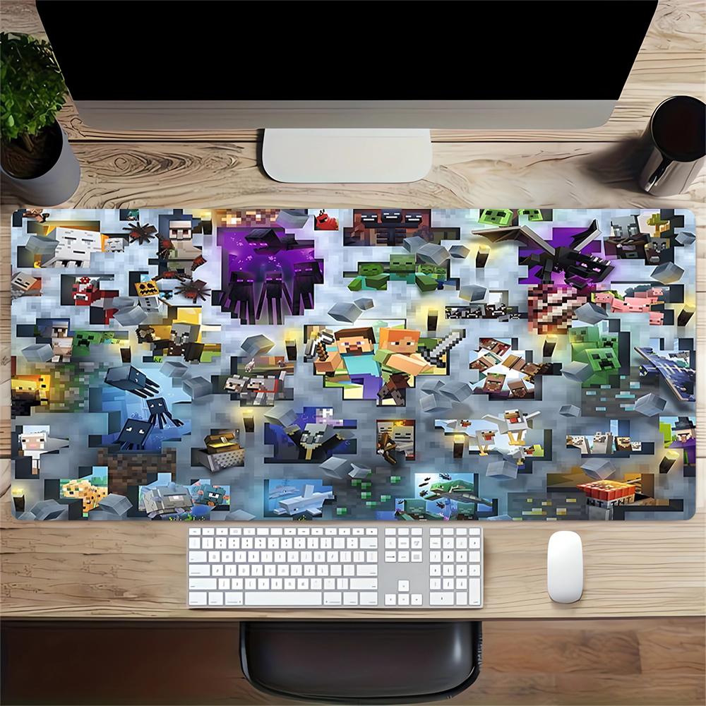 Minecraft Characters Collage Large Gaming Mouse Pad Nonslip Rubber Base Waterproof Desk Mat For Office Pc Laptop