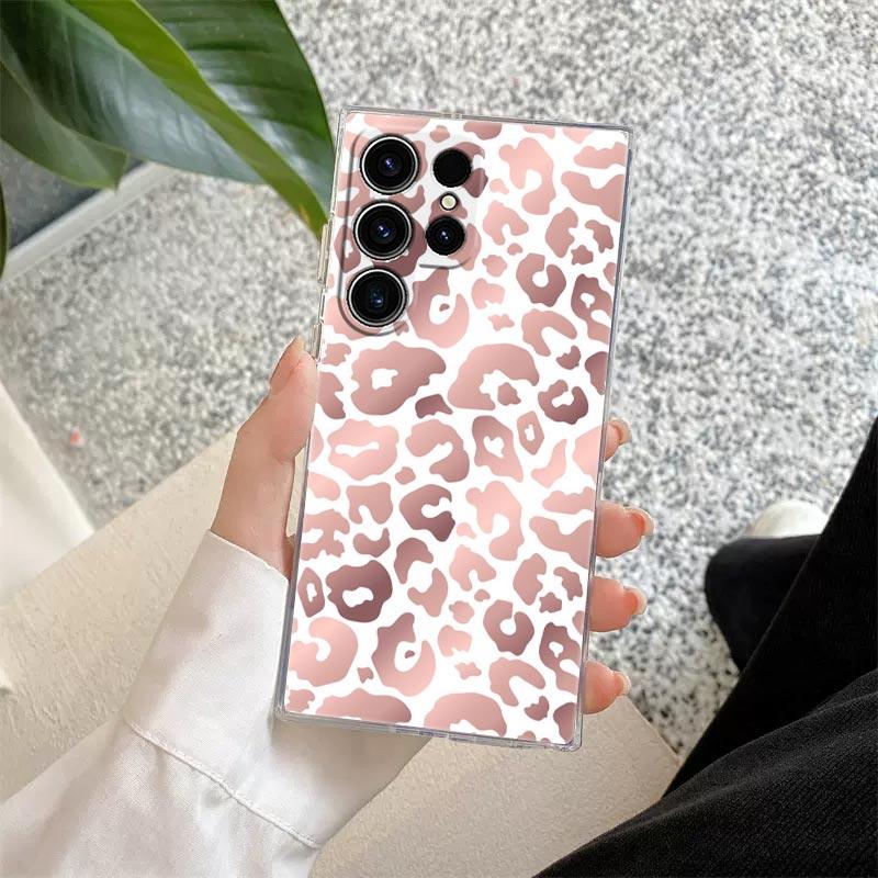 S25FE Case For Samsung Galaxy S26 S25 S24 S23 Ultra S20 S21 FE S22 Plus S26Ultra Phone Cover Pink Glitter Hearts Love Grass Leaf